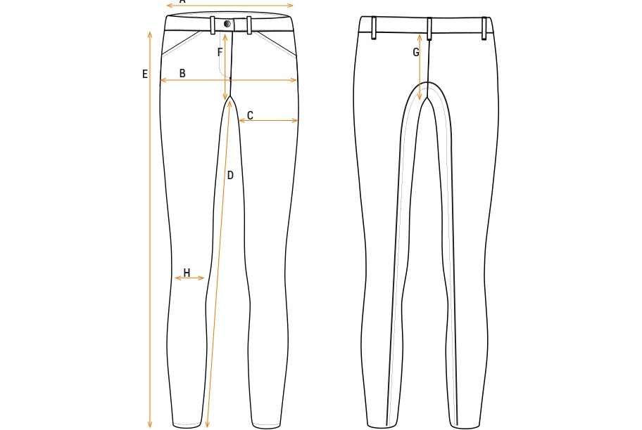 Abbildung der Größentabelle für Damenhose Equestro