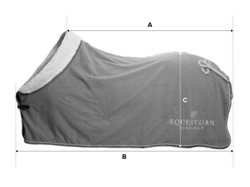 Abbildung der Größentabelle für Pferdedecke Equestrian Stockholm