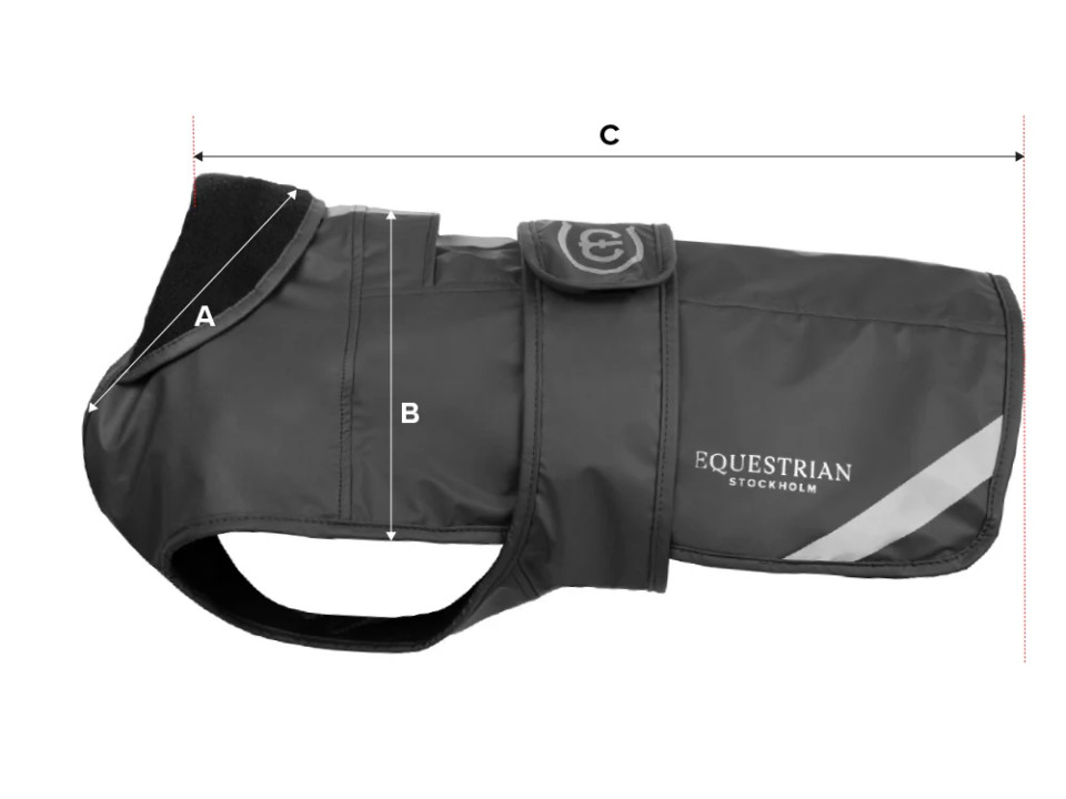Abbildung der Größentabelle für Hundedecke Equestrian Stockholm