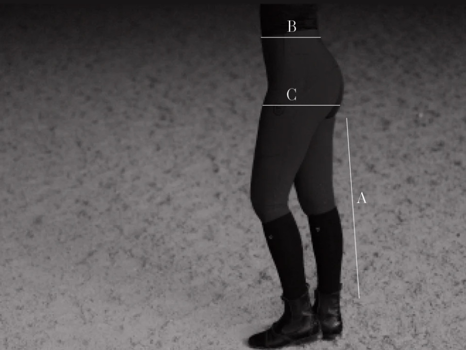 Abbildung der Größentabelle für Damenhose Equestrian Stockholm