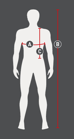 Abbildung der Größentabelle für Airbag-Weste Reiten Swing